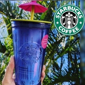 STARBUCKS New 2020 Hawaii Exclusive Recycle Blue Glass Umbrella Tumbler Cold Cup